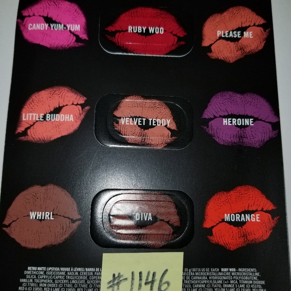 2 Sample Cards MAC Lips Lips Lips Ruby Woo, Velvet - Picture 2 of 4